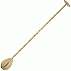 Барная ложка "Bar spoon with disk gold" 26 сm