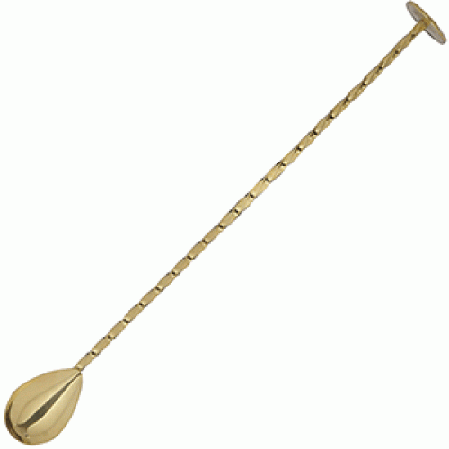 Барная ложка "Bar spoon with disk gold" 26 сm