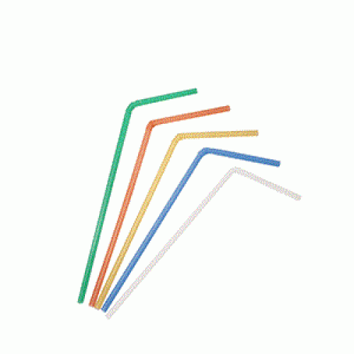 Трубочки цветные с изгибом, 1000 шт, 0,5 см х 21 см